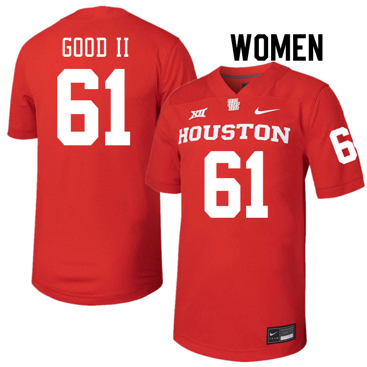 Women #61 Thomathan Good II Houston Cougars College Football Jerseys Stitched-Red